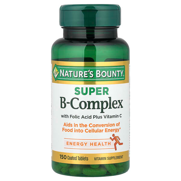 Nature's Bounty, Complexe Super B-C avec acide folique et vitamine C, 150 comprimés.